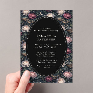 Invitations En Acrylique Élégante Fête de Mariage Florale Romantique Sombre