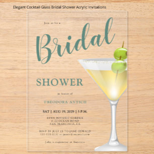 Invitations En Acrylique Élégante Fête des mariées en verre de cocktail
