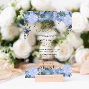 Invitations En Acrylique Elégante Fête des mariées victorienne bleu Dusty F