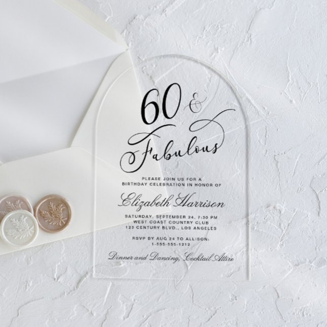 Invitations En Acrylique Élégante fête du 60e anniversaire (Créateur téléchargé)