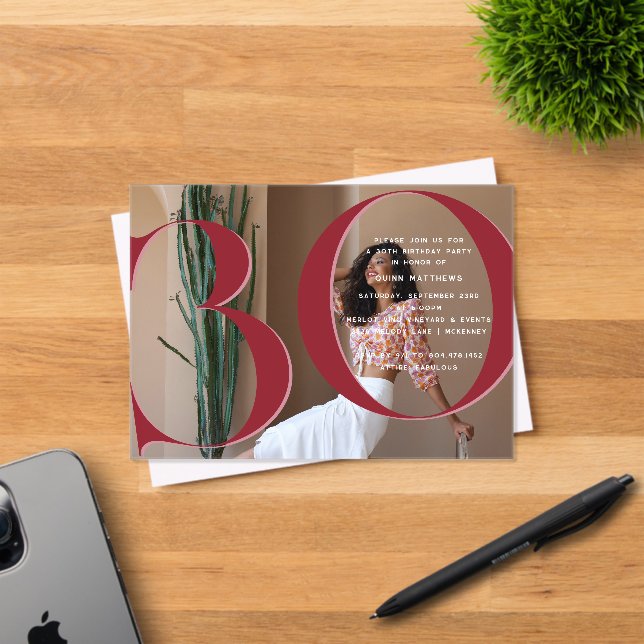 Invitations En Acrylique Elégante fête moderne de 30e anniversaire (Insitu (Carte d'invitation))