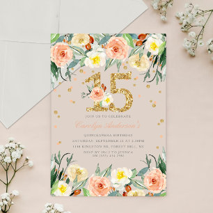 Invitations En Acrylique Elégante Floral Girls 15e anniversaire