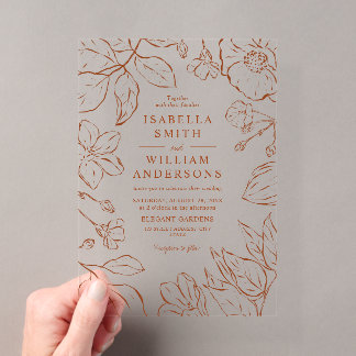 Invitations En Acrylique Élégante illustration botanique Boha terre cuite e