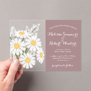 Invitations En Acrylique Elégante marguerite blanche Bouquet Mariage Rosy B