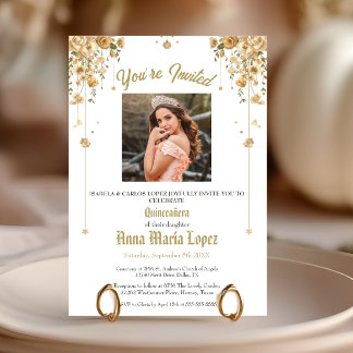 Invitations En Acrylique Élégante Photo Florale Mis Quince Quinceañera 15 a