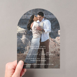 Invitations En Acrylique Élégante Photo Moderne Mariage Enregistrer la Date
