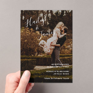 Invitations En Acrylique Élégante Photo Moderne Mariage Enregistrer la Date