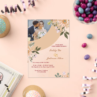 Invitations En Acrylique Élégante photo personnalisée Acrylique Mariage Inv