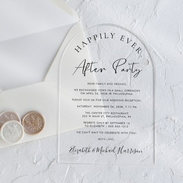 Invitations En Acrylique Elégante Réception De Mariage D'Arche De Script (Start your forever with elegant arch-shaped acrylic invitations for a timeless Happily Ever After)