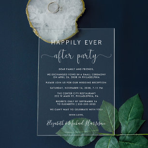 Invitations En Acrylique Elégante Réception De Mariage De Script Blanc