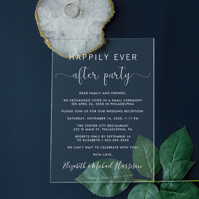 Invitations En Acrylique Elégante Réception De Mariage De Script Blanc (Make your day unforgettable with stunning acrylic invitations—modern, elegant, unique!)