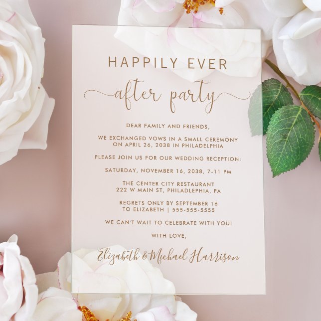 Invitations En Acrylique Elégante Réception De Mariage De Script Or Frosted (Make your day unforgettable with stunning acrylic invitations—modern, elegant, unique!)
