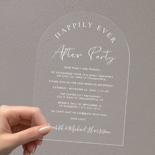 Invitations En Acrylique Elégante Réception de mariage en arc de script bla