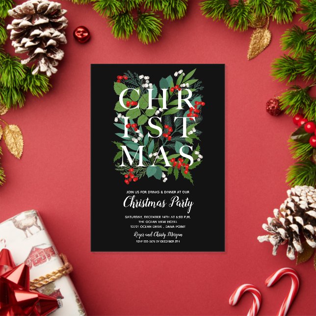 Invitations En Acrylique Élégante verdure NOËL (Insitu (vacances))