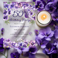Élégante Violette violette Florale 50e fête d'anni