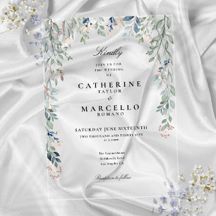 Invitations En Acrylique Élégantes Fleurs Sauvages Aquarelle Florale Mariag