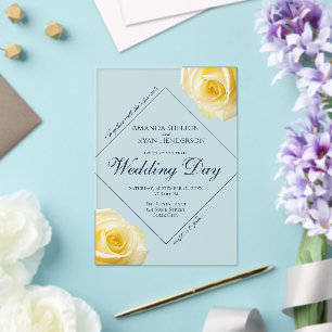 Invitations En Acrylique Élégantes Roses Jaunes Fleur Floral Mariage