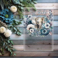 Elephant Oh Baby Baby shower Floral bleu