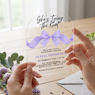 Invitations En Acrylique Elle Attache le Nœud Ruban Violet Enterrement de V
