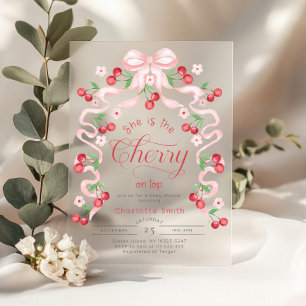 Invitations En Acrylique Elle est la cerise sur le Baby shower de l'arc ros