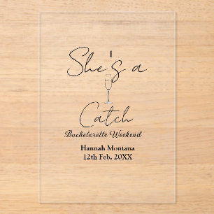 Invitations En Acrylique Elle est une bouteille de champagne de week-end d'