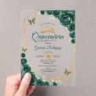 Emerald Gold Floral Quinceanera
