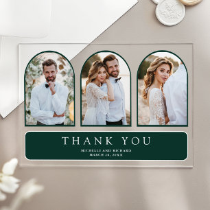 Invitations En Acrylique Emerald Minimal Arch 3 Photo Mariage Remerciement