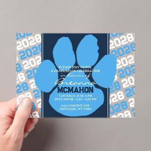 Invitations En Acrylique Empreinte de graduation bleu clair et marine tenda