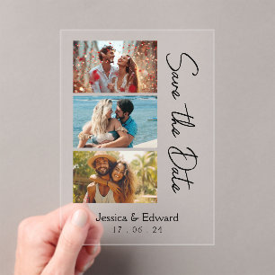 Invitations En Acrylique Enregistrer La Date PhotoBooth Qr Code Black White