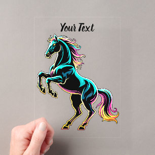 Invitations En Acrylique Enseigne au néon Cheval Style Rétro Glitch