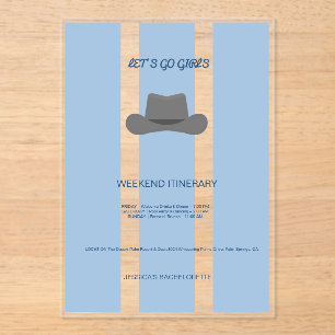 Invitations En Acrylique Enterrement de Vie de Jeune Fille en Acrylique Cow
