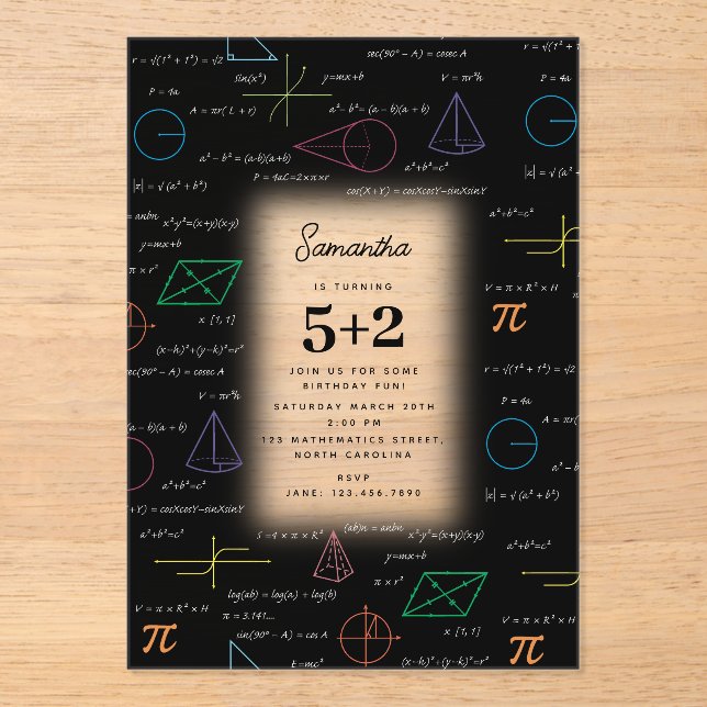 Invitations En Acrylique Équations mathématiques Formules mathématiques Ann (Recto)