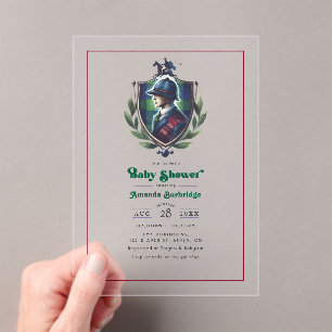 Invitations En Acrylique Equestrio Polo Crest Luxury Preppy Baby shower