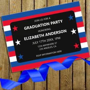 Invitations En Acrylique Étoiles et rayures patriotiques Graduation