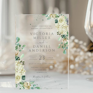 Invitations En Acrylique Eucalyptus Feuillage Élégant Fleurs Mariage