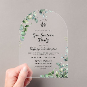 Invitations En Acrylique Eucalyptus Graduation Party