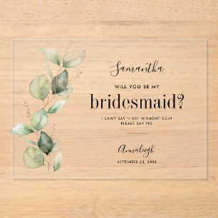 Invitations En Acrylique Eucalyptus Serez-Vous Ma Femme D'Accueil