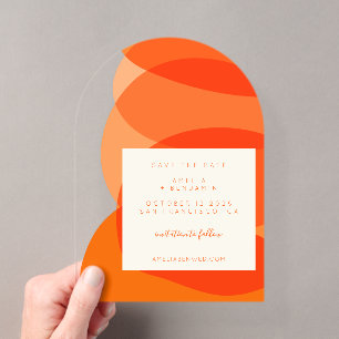 Invitations En Acrylique Événement Moderne Abstrait Orange Arch Enregistrer