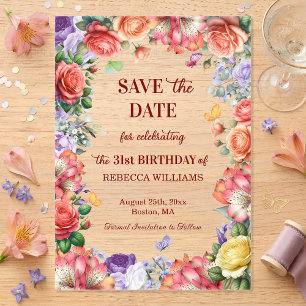 Invitations En Acrylique Faire part de 31e anniversaire avec motifs floraux