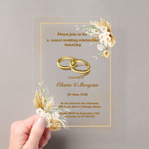 Invitations En Acrylique Faire-parts de mariage en acrylique simples beige