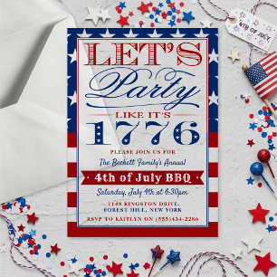 Invitations En Acrylique Faisons la fête comme si c'était 1776 Fête du 14
