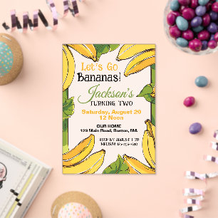 Invitations En Acrylique Faisons une Fête de Bananes Jaunes pour Tous les Â