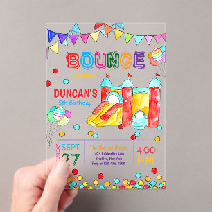 Invitations En Acrylique Faites un bond au parc de trampoline pour l'annive