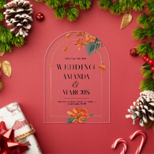 Invitations En Acrylique Fancy Flowers Tropical Accueil Mariage
