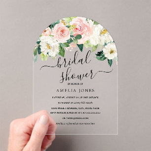 Invitations En Acrylique Fard à joues Élégant Arch Floral Mariage Fête