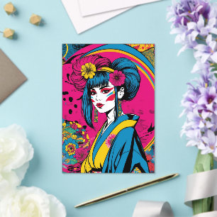 Invitations En Acrylique Femme geisha japonaise en kimono traditionnel