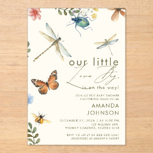 Invitations En Acrylique Fête bébé Boho Love Bug Insectes Libellule 