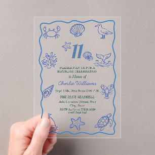 Invitations En Acrylique Fête d'anniversaire 11 ans sur le thème de la vie
