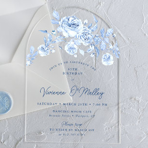 Invitations En Acrylique Fête d'anniversaire 85 ans Arche de rose florale b