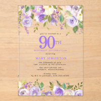 Fête d'anniversaire 90 ans CLEAR ACRYLIC Fleurs vi
